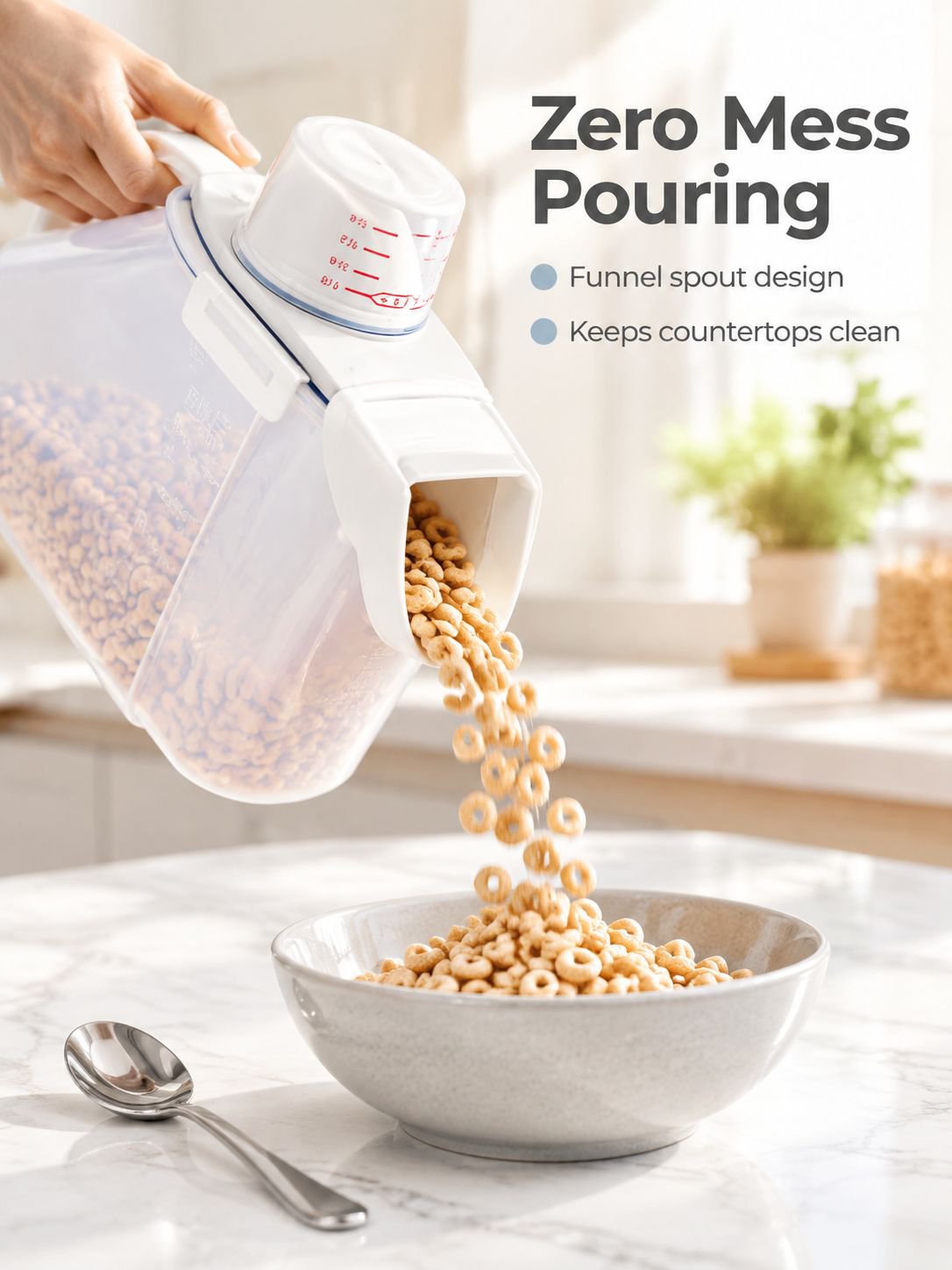 BPA-free cereal storage container keeping cereal fresh and dry