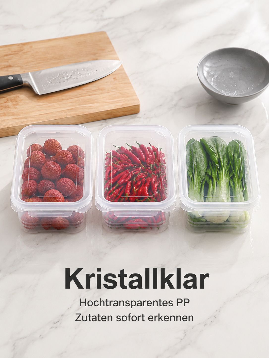 Lebensmittelechte PP Frischhaltebox, Aufbewahrungsbox für Kühlschrank und Küche