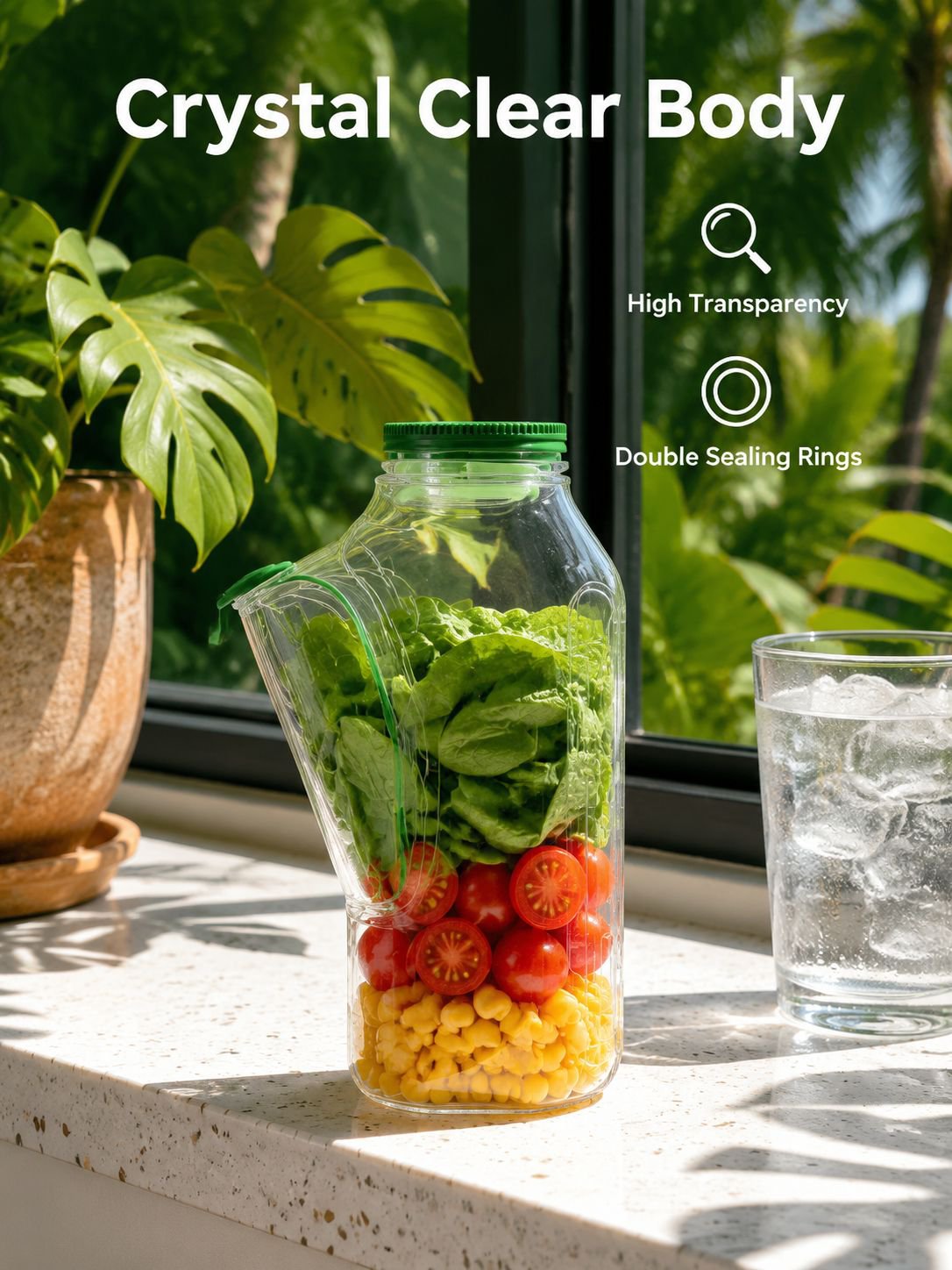 Portable Side-Opening Salad Storage Jar
