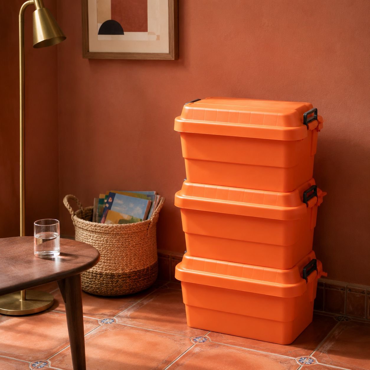 Casa de Paja Organizador de Plástico Espesado Caja de Almacenamiento al Aire Libre con Tapa Ropa Jug