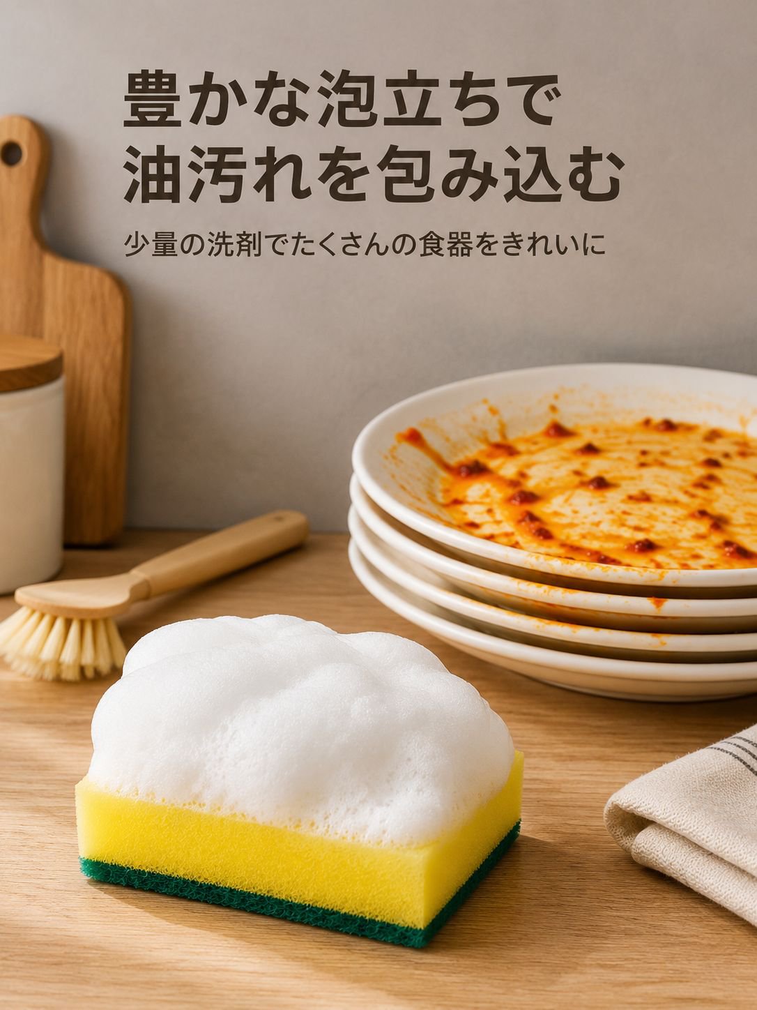 耐久性の高いスポンジたわし