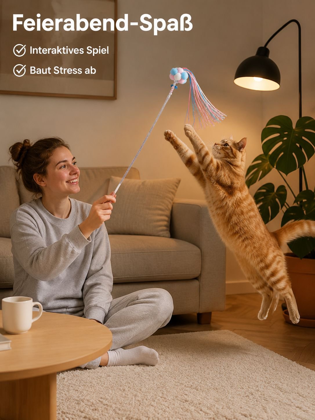 Interaktiver Katzen-Federstab