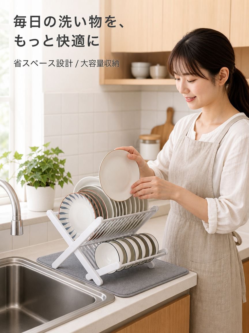 設置不要キッチン用排水溝収納ラック