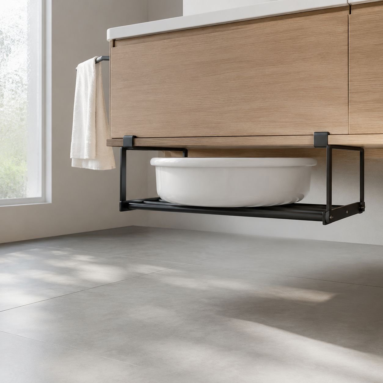 No-Drill Floating Bathroom Basin Organizer Shelf