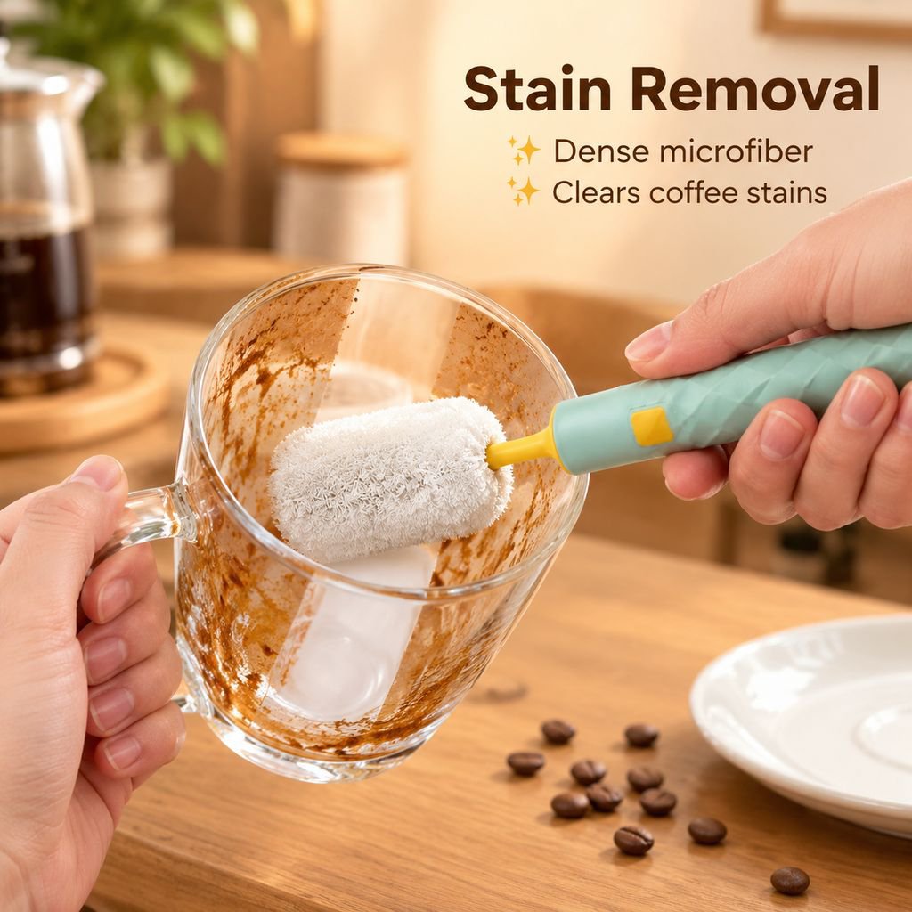 Long Handle Scouring Pad Bottle Brush Replaceable Cup Cleaning Brush for Tumblers