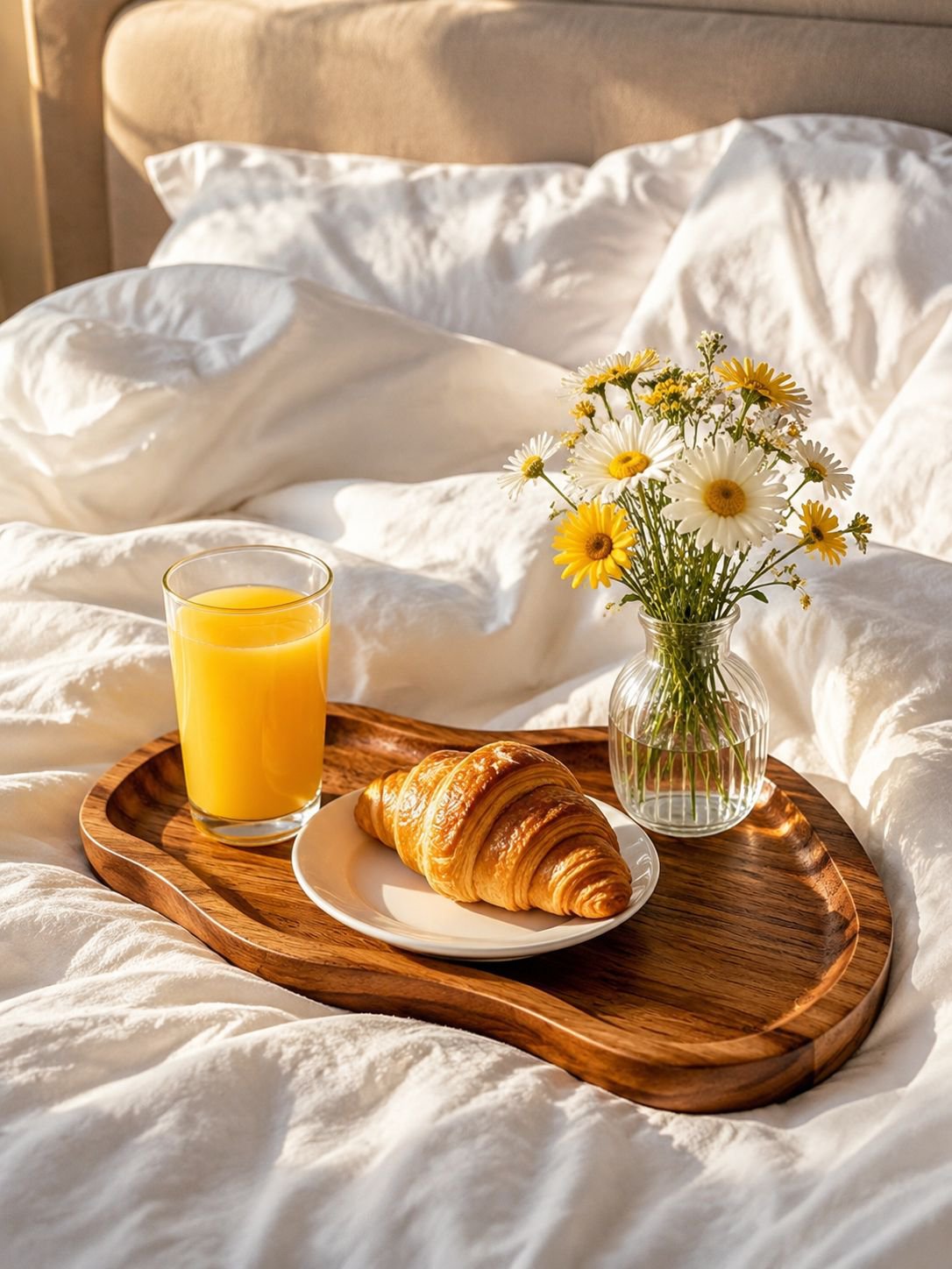 Handcrafted solid wood tray with natural grain texture