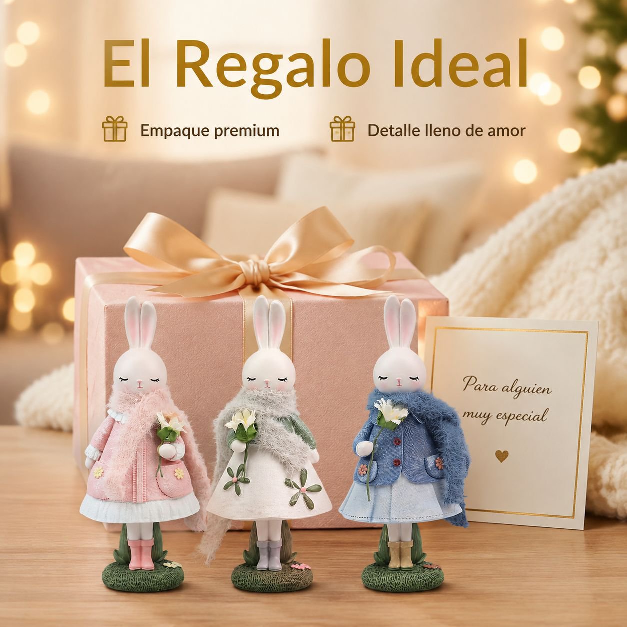 Adorno de resina para mesa de hogar con lindo conejito de dibujos animados