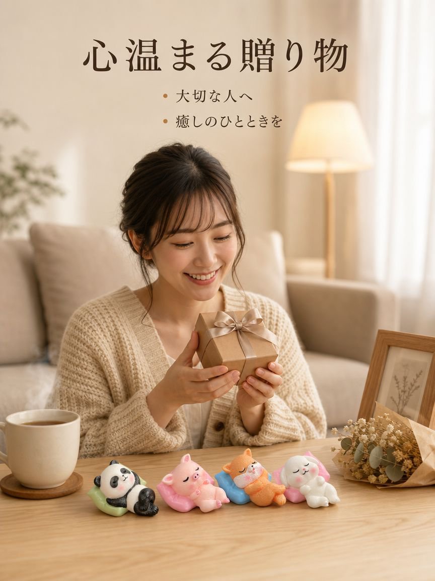眠っている動物をモチーフにした、可愛らしくて癒される車の装飾品。車の内装、センターコンソール、またはデスクに飾るのに最適です。