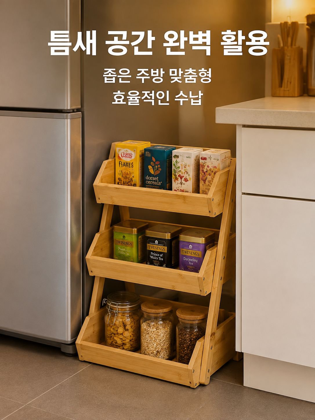 3층 접을 수 있는 저장 브래킷