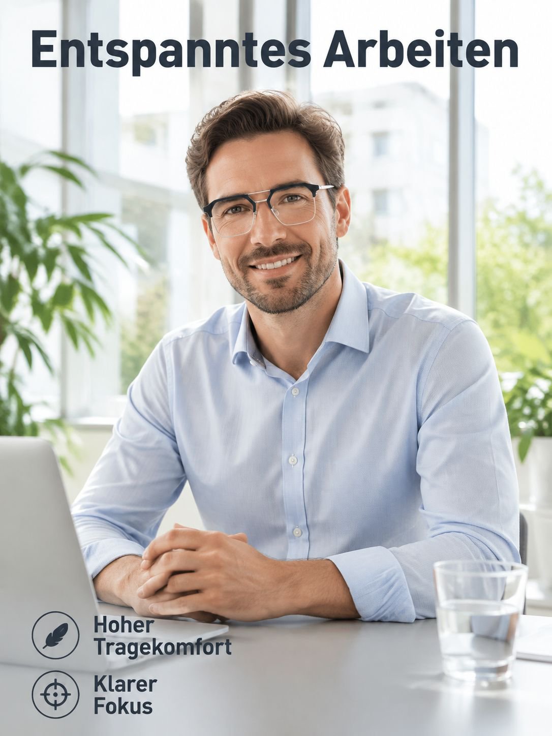 Fern- und Nahsicht-Brille mit photochromatischen Gläsern und Blaulichtfilter für Kurzsichtige