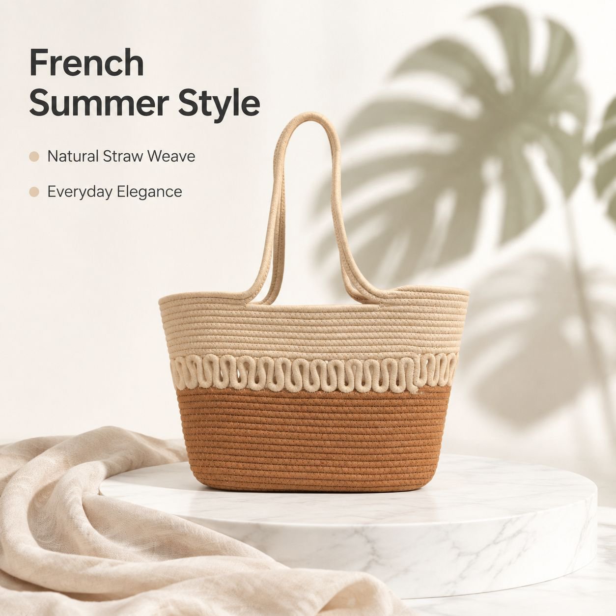 New Cotton Thread Woven Beach Bag, Large Capacity Handbag for Women