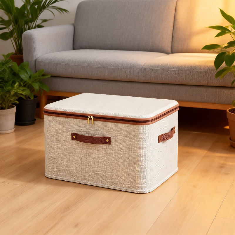 Caja organizadora plegable de algodón y lino