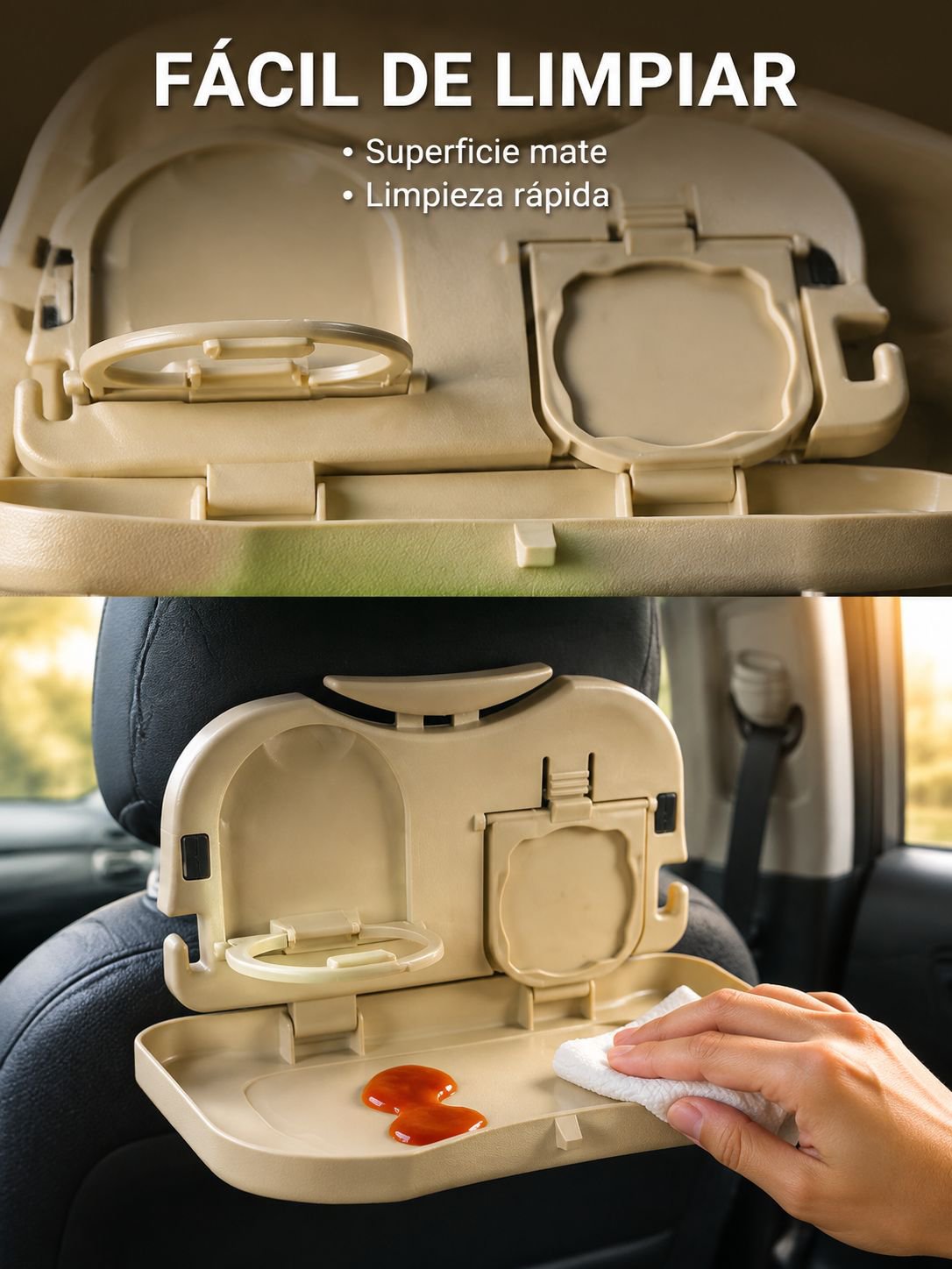 Portavasos plegables en la parte trasera del coche
