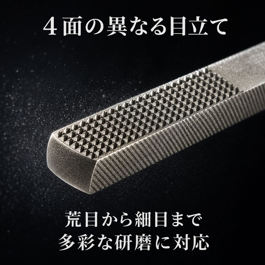 木工彫刻用ワックスコードヤスリ 四面彫刻ヤスリ