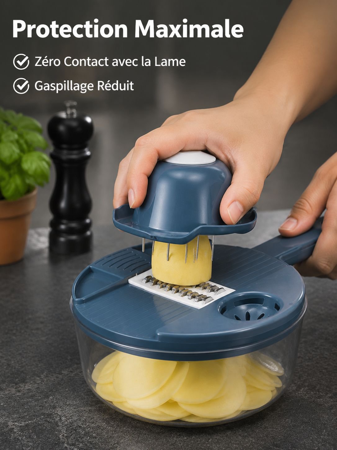 Ensemble multifonction 6 pièces pour légumes - essoreuse, râpe et coupe-légumes