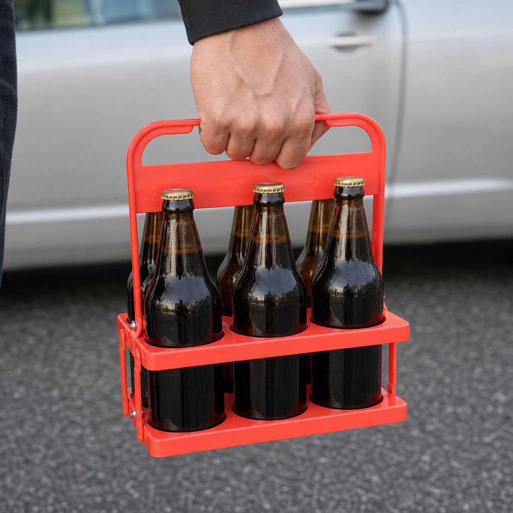 Drink carrier holding six bottles for easy transport