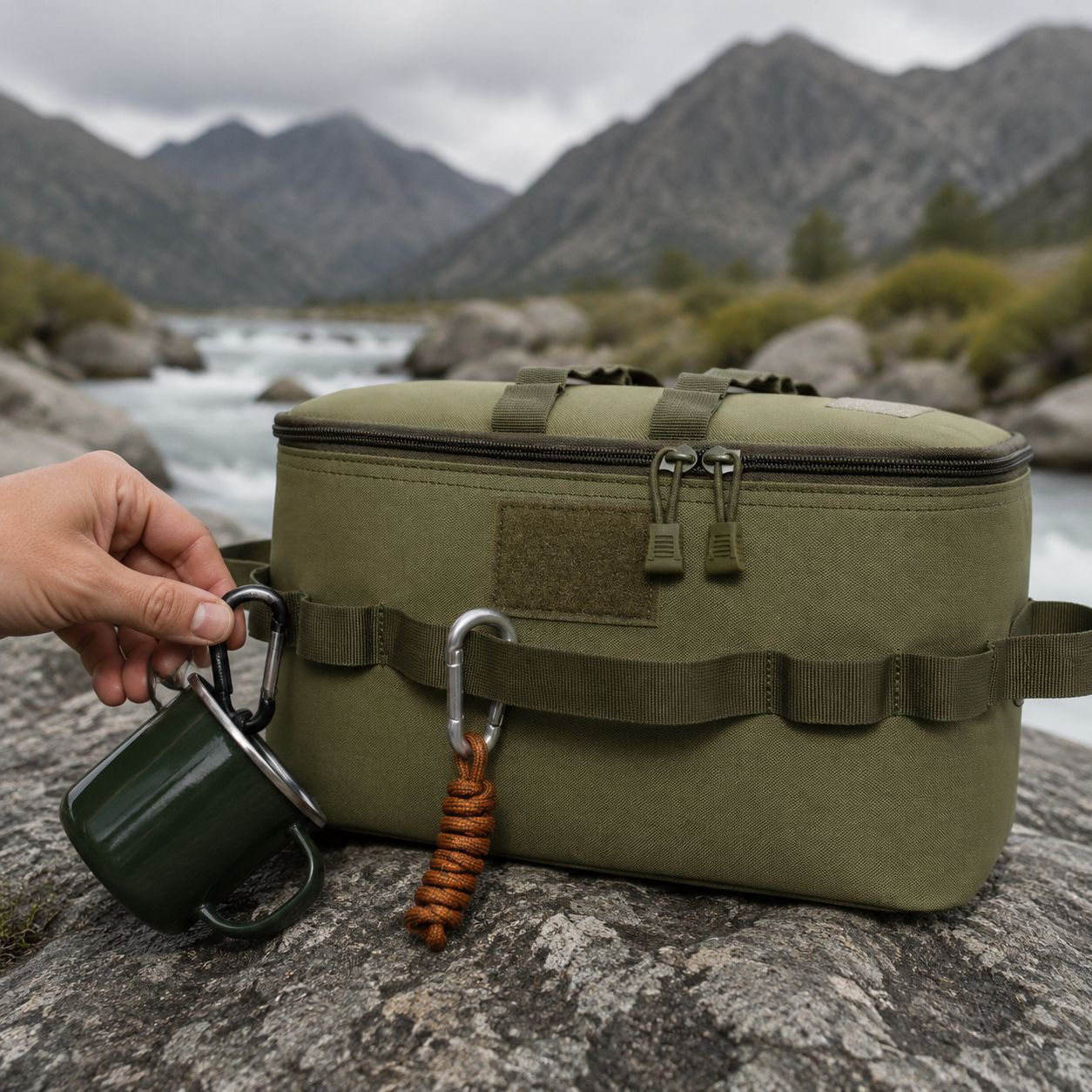 Portable picnic bag, camping storage bag, outdoor tableware organizer, short trip tote bag
