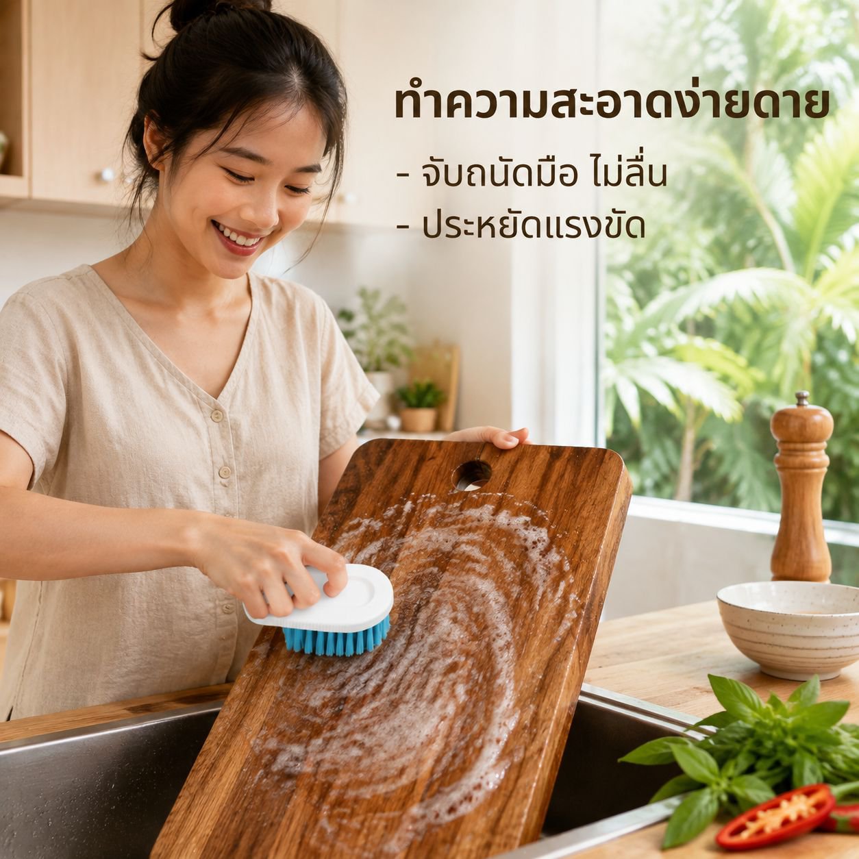 แปรงทำความสะอาดเขียงอเนกประสงค์