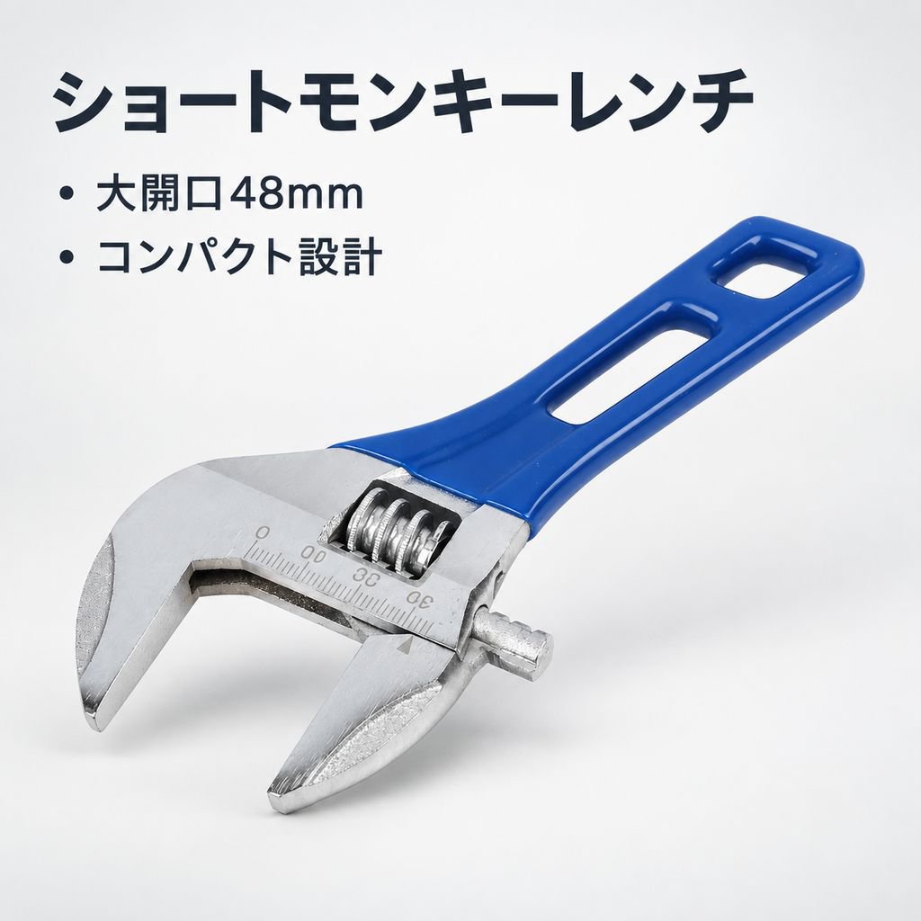 大口径ショートハンドル調整式レンチ