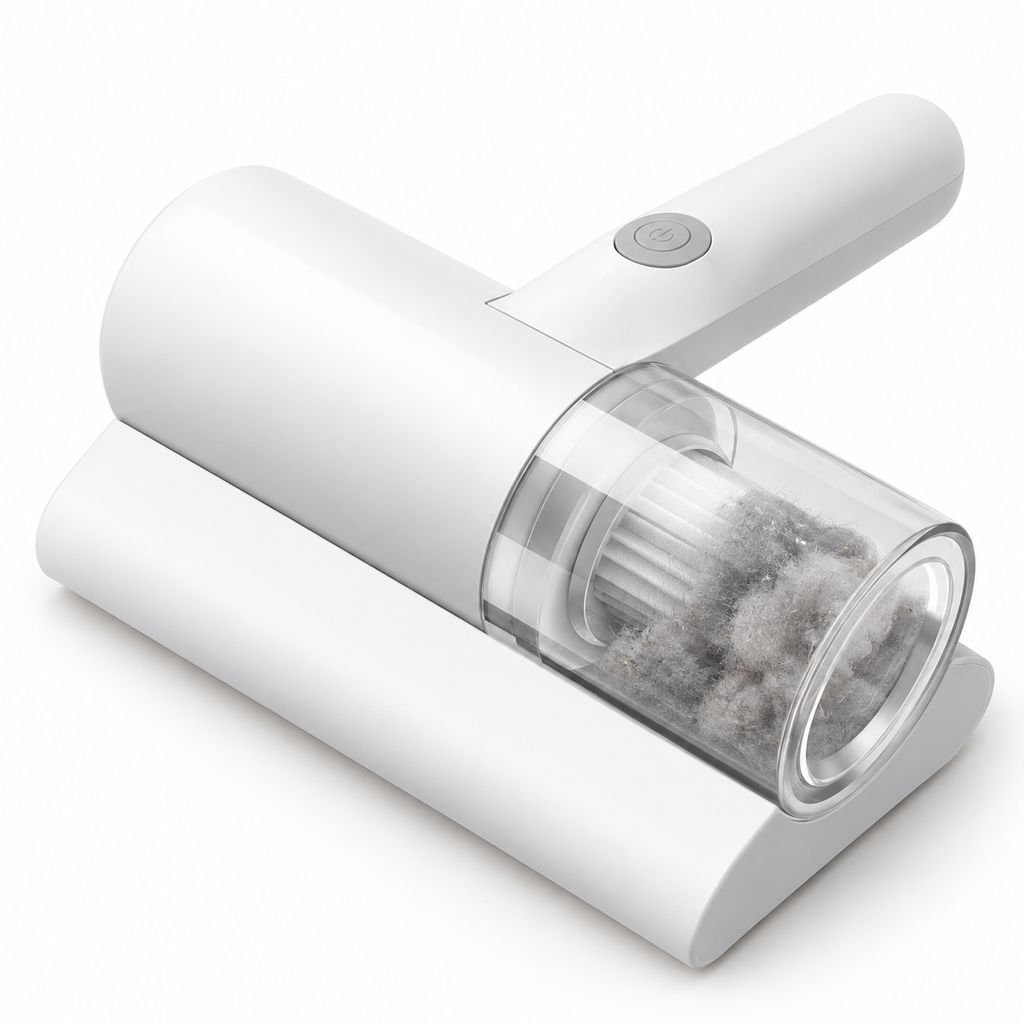 Lightweight vacuum cleaner removing dust mites from mattress