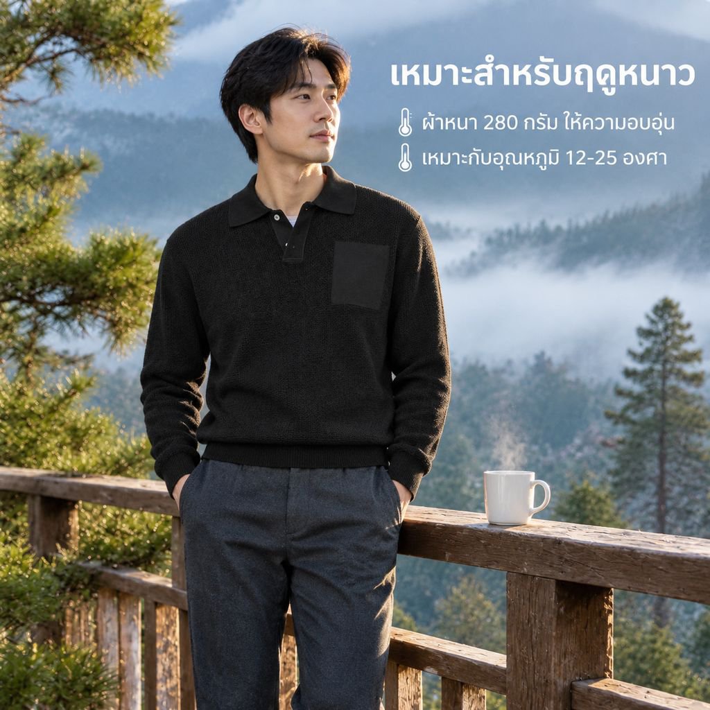 เสื้อกันหนาวคอปกแฟชั่นสำหรับผู้ชาย ฤดูใบไม้ร่วงและฤดูหนาว