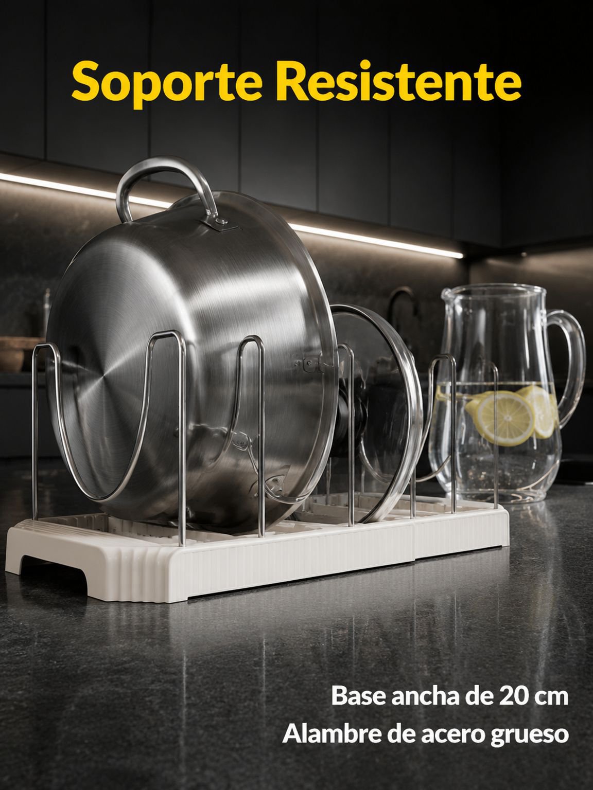 Estante para guardar tapas de ollas y tazones