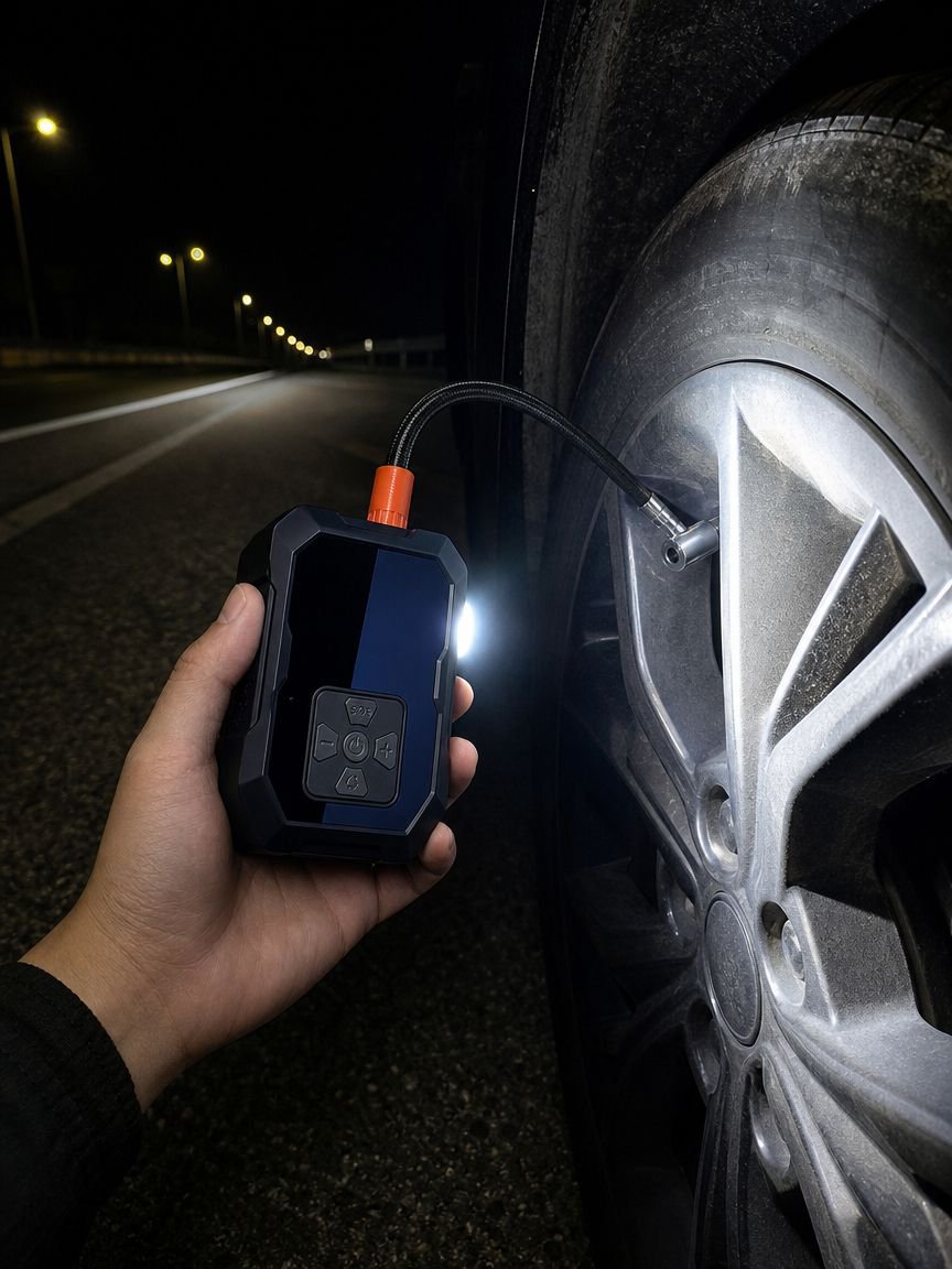 Bomba de aire compacta con función de parada automática