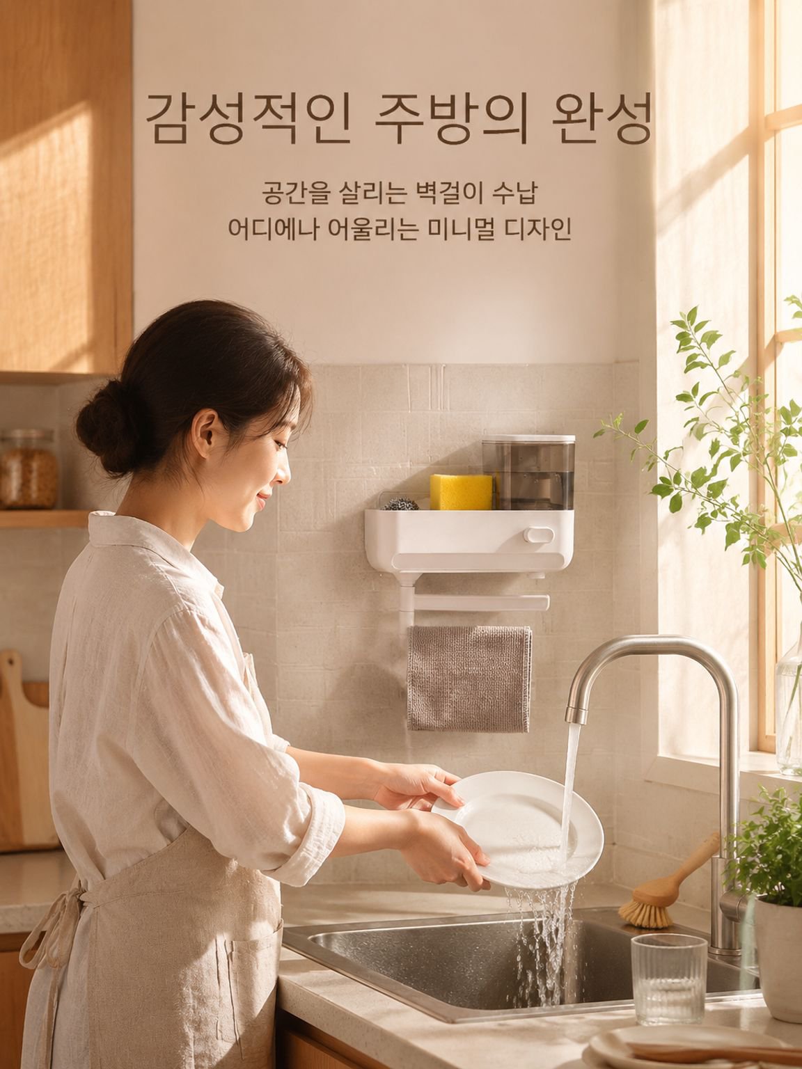 다기능 주방 벽걸이 비누 디스펜서 수납 선반