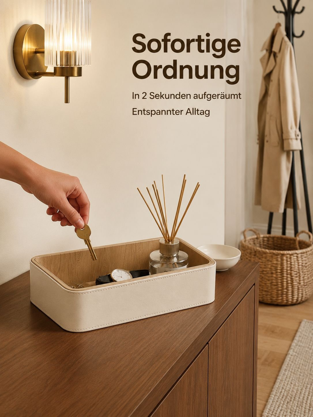 Luxuriöse cremeweiße Aufbewahrungsbox für Schmuck und Kosmetik