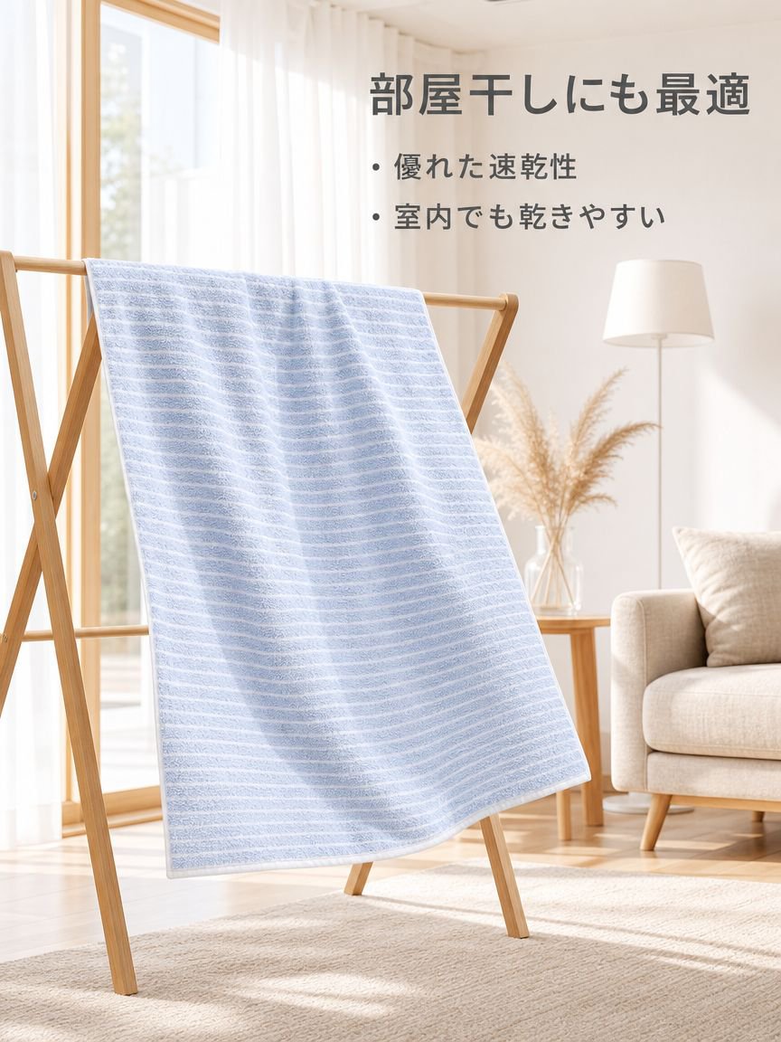 軽量コーラルフリースストライプバスタオル