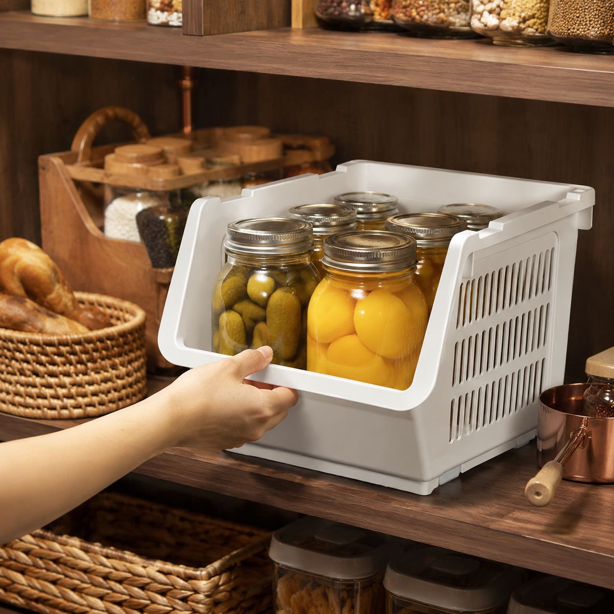 Cesta de almacenamiento de verduras, juguetes y objetos varios para cocina, hogar y suelo, reforzada
