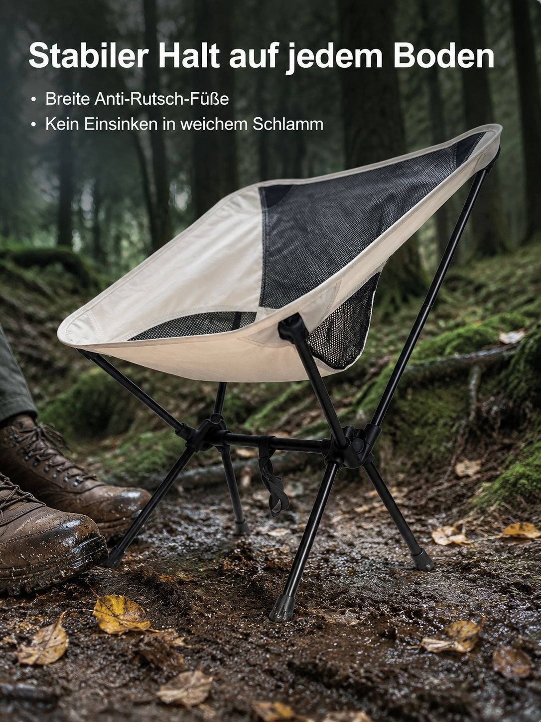 Bequemer Campingstuhl mit stabilem Rahmen