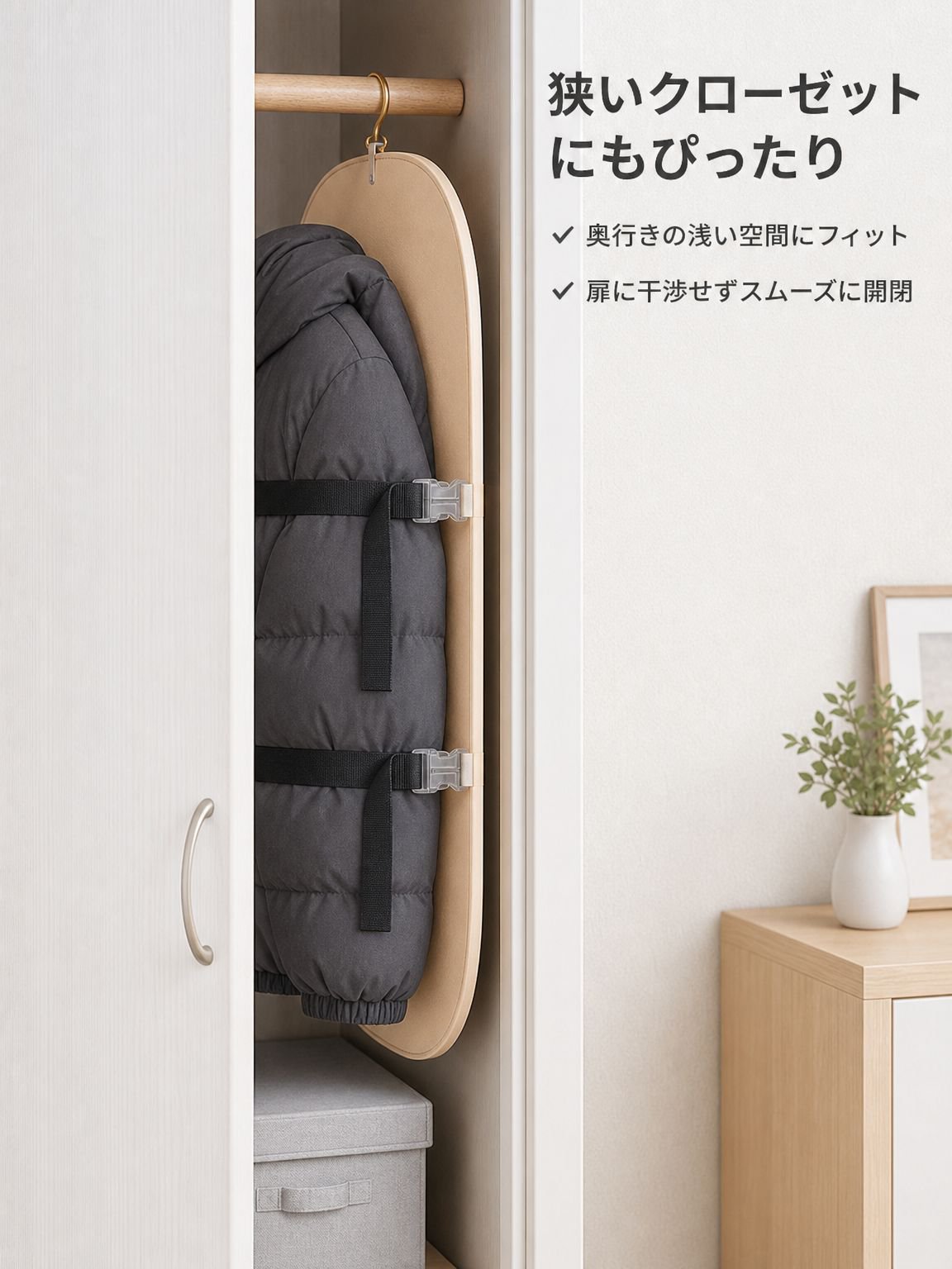 壁掛け式衣類収納圧縮ボード