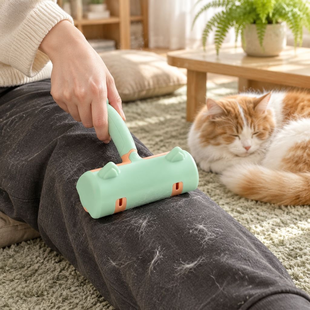 猫耳型のかわいいデザインの毛取りブラシ
