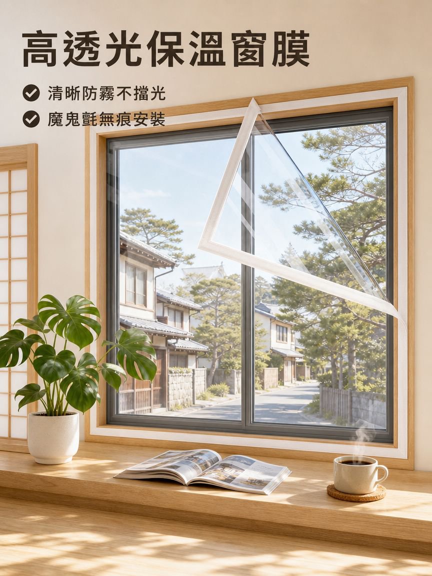 冬季保溫窗簾，密封防寒防風，防止窗戶結冰