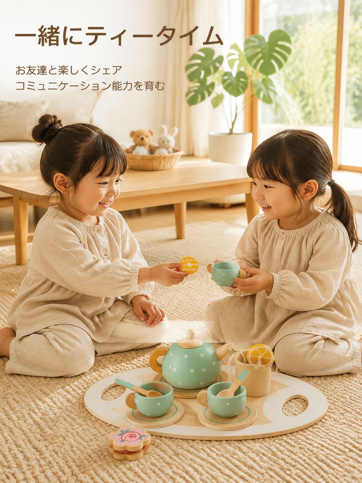 子供用木製ティーセット＆スイーツおもちゃ