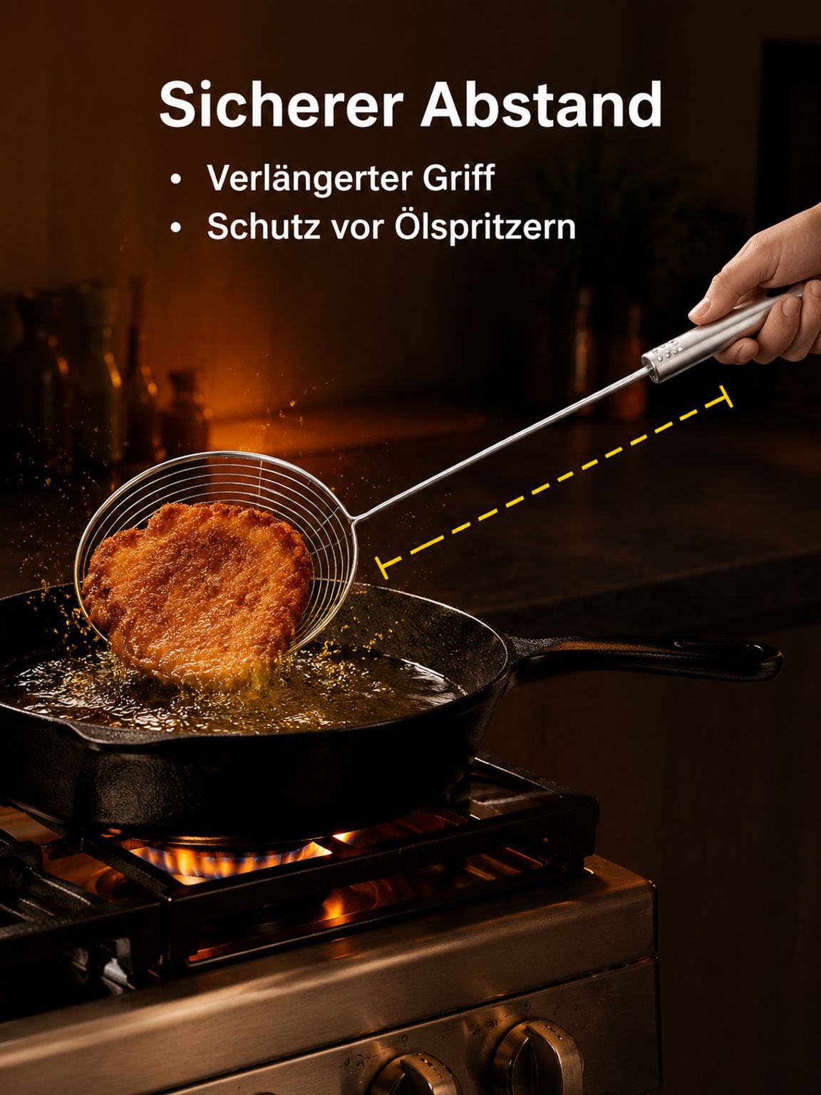 Abseihlöffel zum Herausnehmen von Frittiergut