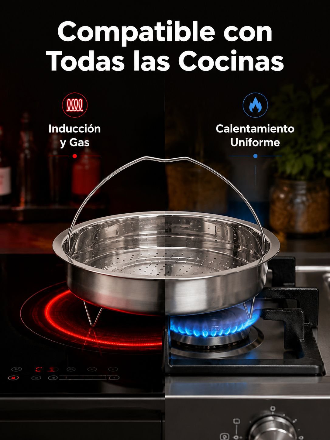 Olla de vapor multifuncional de acero inoxidable 304 reforzado