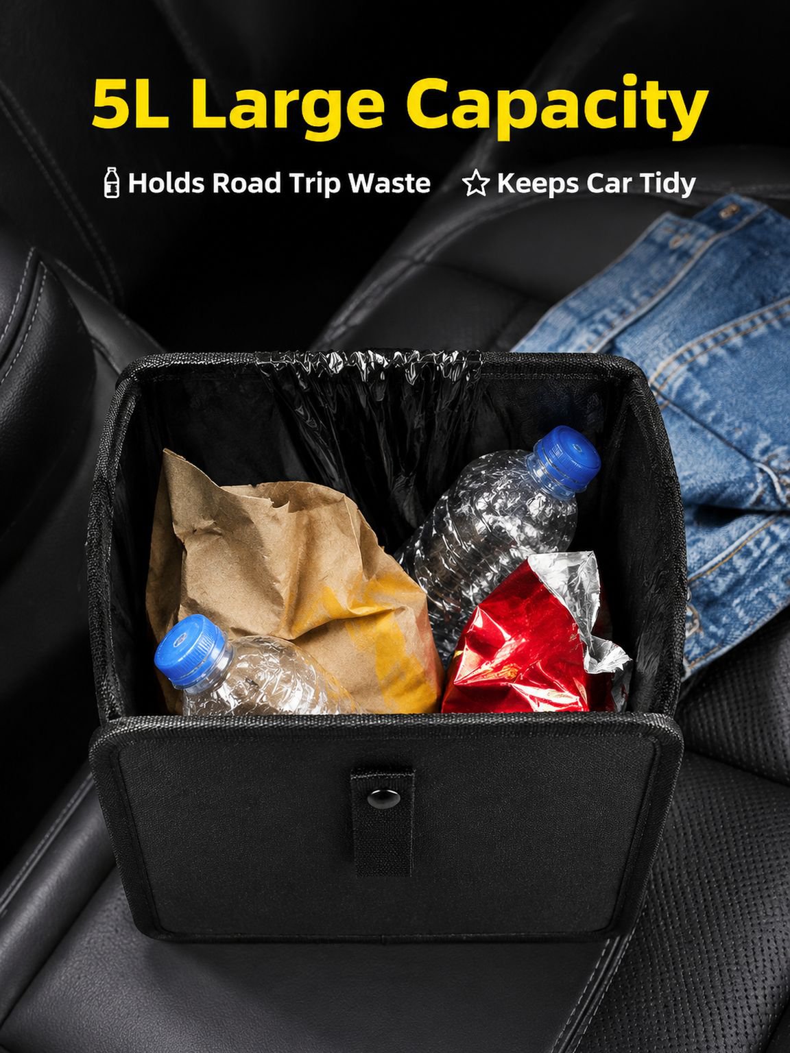 Foldable storage trash can for cars