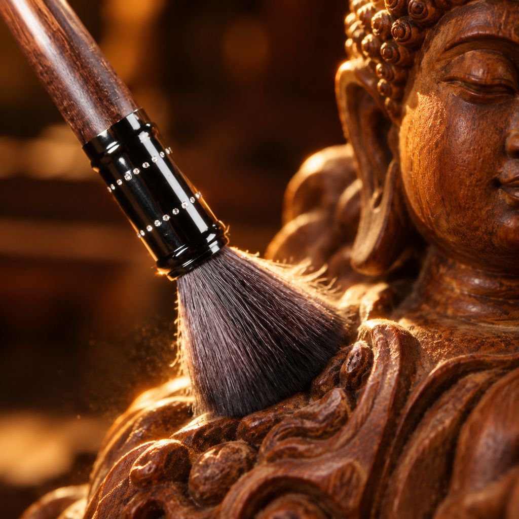 Ebony Soft Brush for Buddha Statue Dust Cleaning