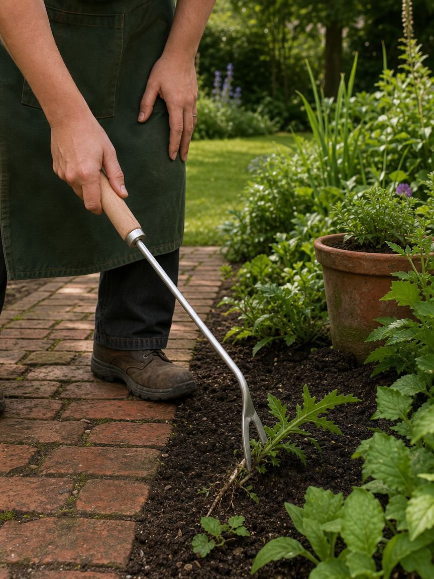 Wooden handle stainless steel weeding tool set for gardening