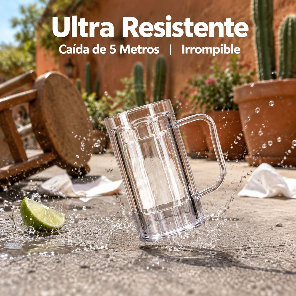 Jarra de cerveza de plástico PET 500ml con asa para KTV y bar