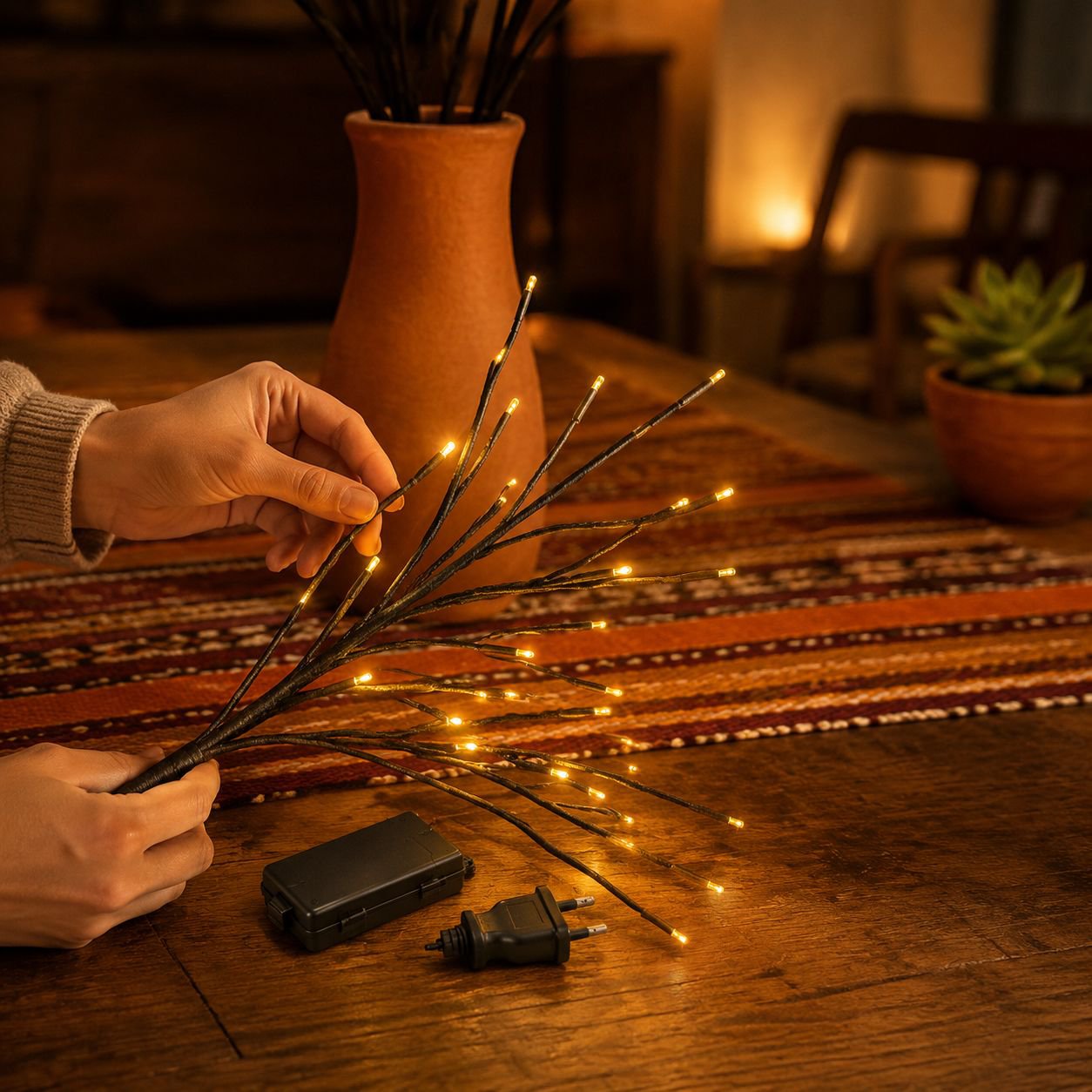 Lámpara de rama de estrella LED, decoración creativa de flores estilo nórdico