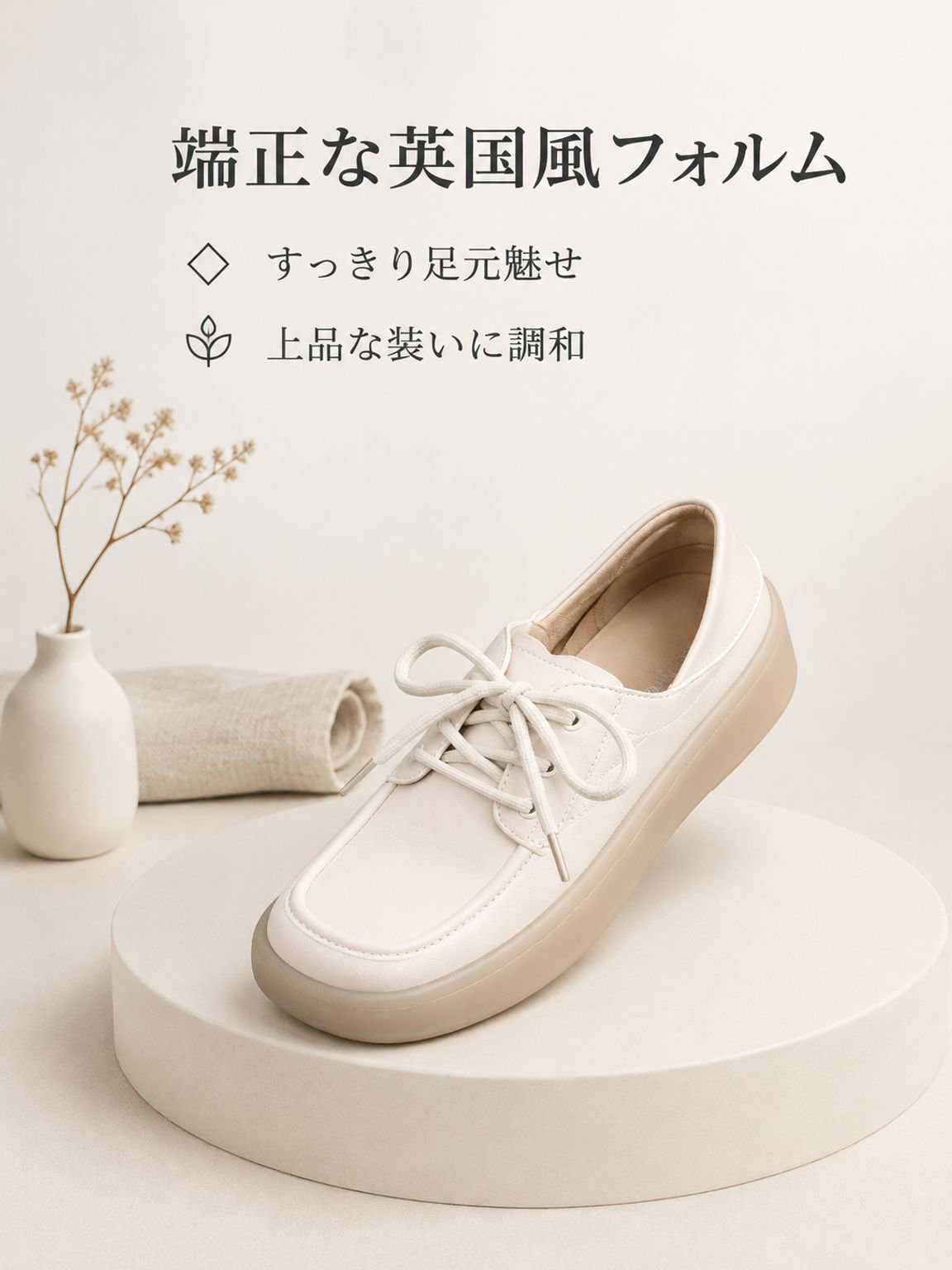軽量で滑りにくいイギリス風レザーパンプス