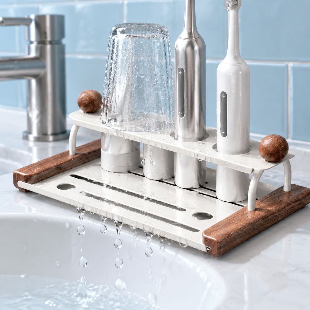 Vintage Style Toothbrush Holder/Rinse Cup Organizer for Bathroom Vanity Tabletop