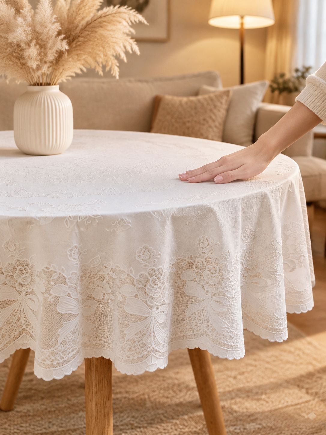 Simple modern tablecloth in living room environment