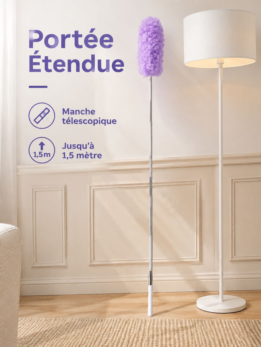Plumeau télescopique électrostatique