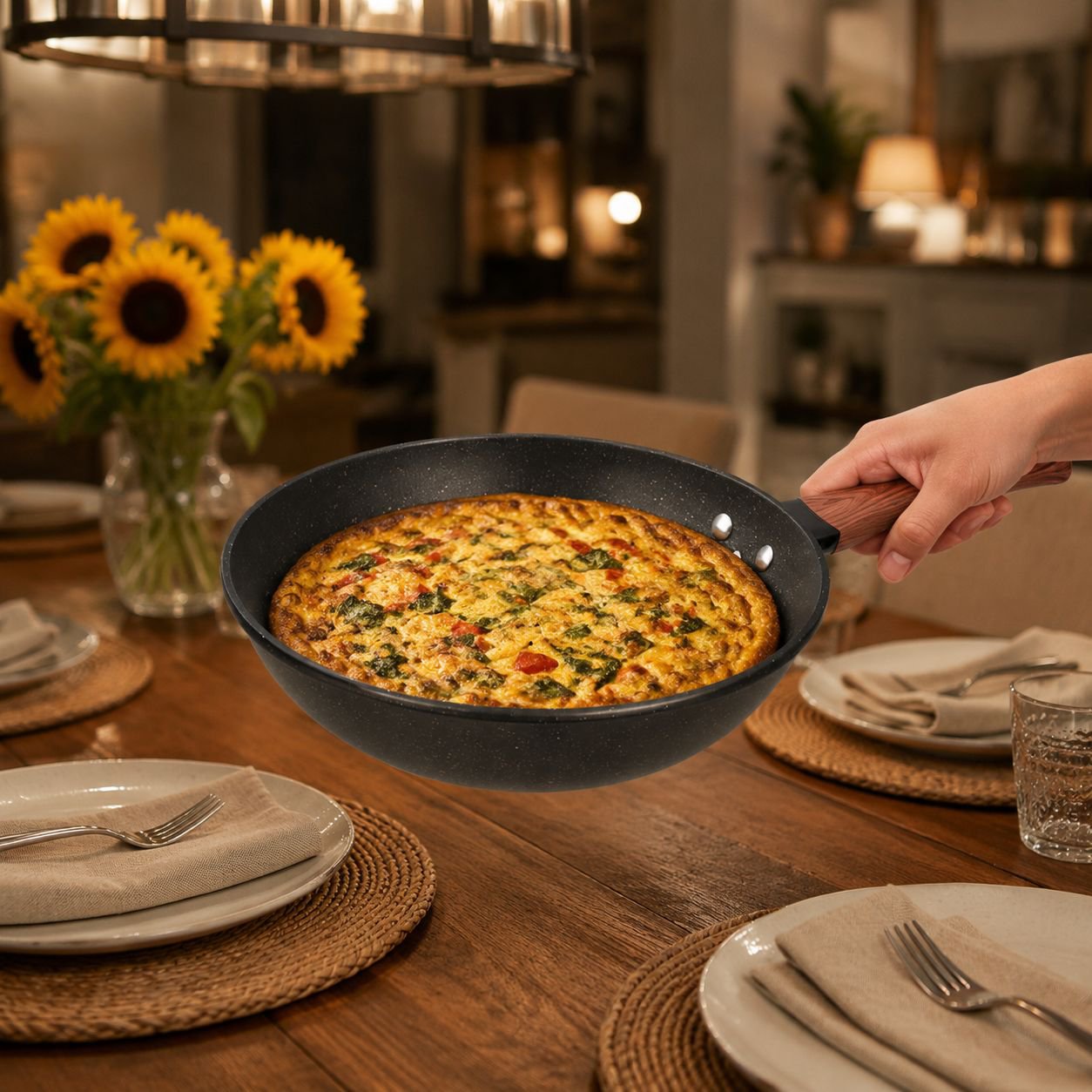 Premium quality frying pan, smoke-free and stylish