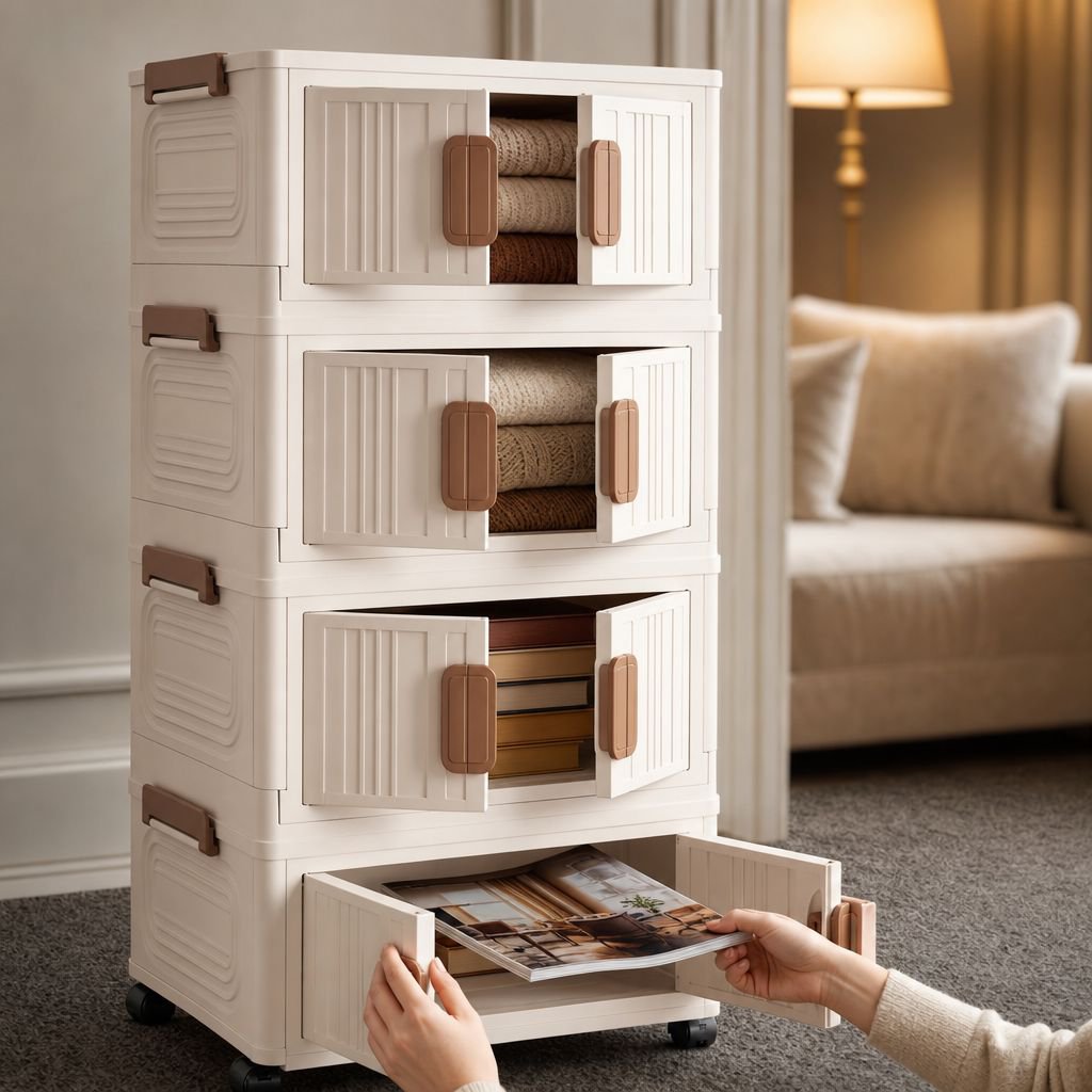 Armoire de rangement mobile pratique pour maison
