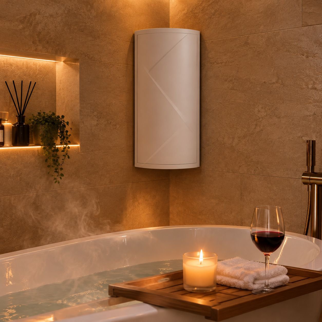 Ordnung im Badezimmer mit Duschaufbewahrungsecke